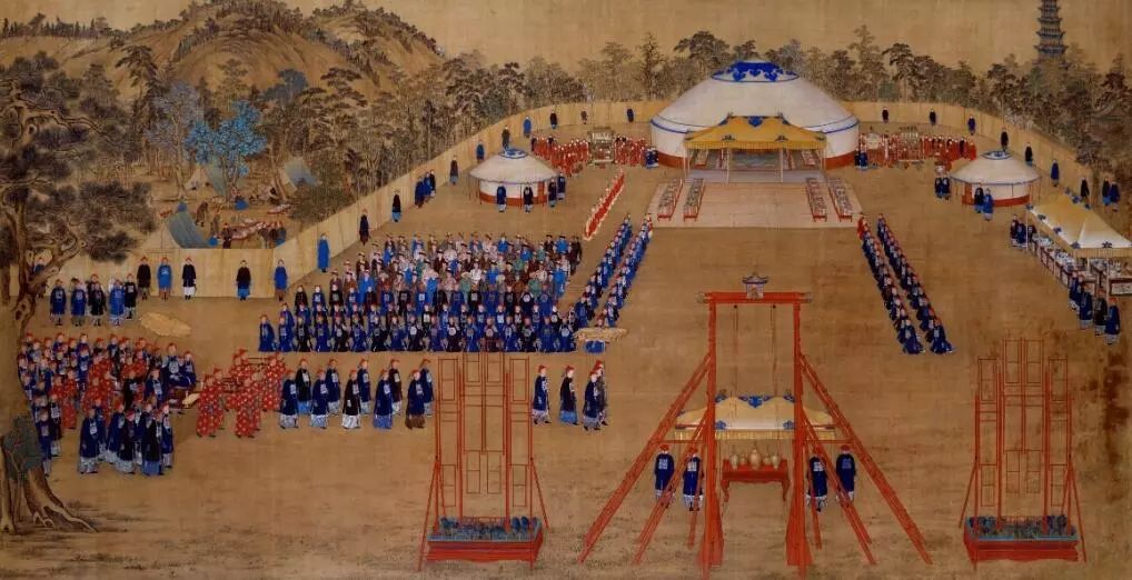 現藏於北京故宮的《萬樹園賜宴圖》。(取自新浪網)