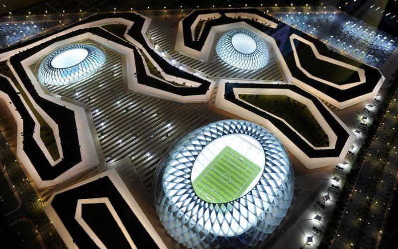 卡達公布申辦2022年世界盃的場館設計模型。(新華社)