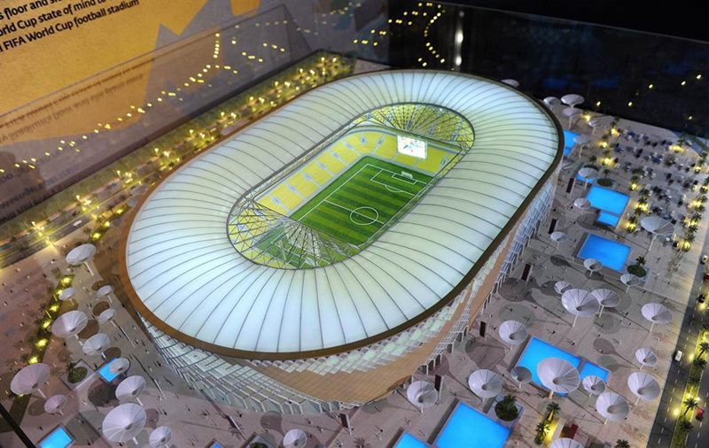 卡達公布申辦2022年世界盃的場館設計模型。(新華社)