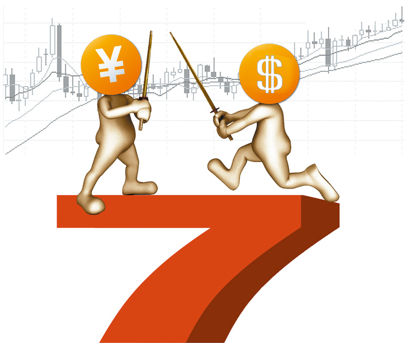 人民幣兌美元面臨破7保衛戰。(CFP)