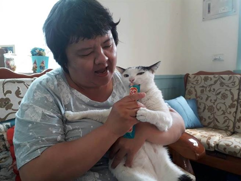 小時候不敢接觸貓的黃琬婷,因為「咪咪」的親人而愛上貓。(鐘武達攝)