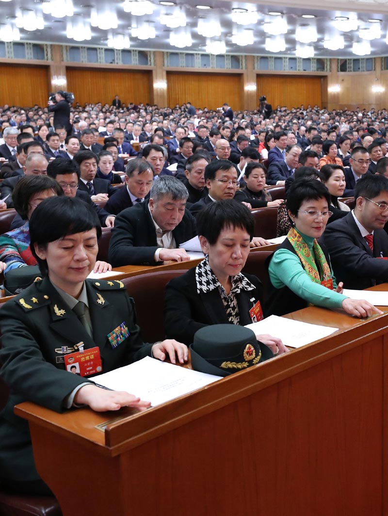 民主協商是大陸的政治傳統。圖為3月13日,大陸全國政協在北京人民大會堂開會。(新華社)