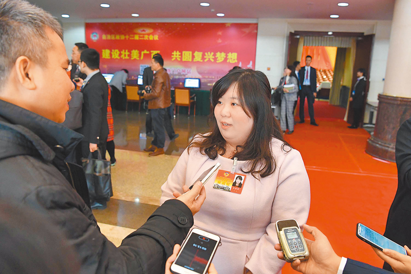 2019年1月25日,廣西師範大學台籍教師王孟筠接受記者採訪。(中新社)