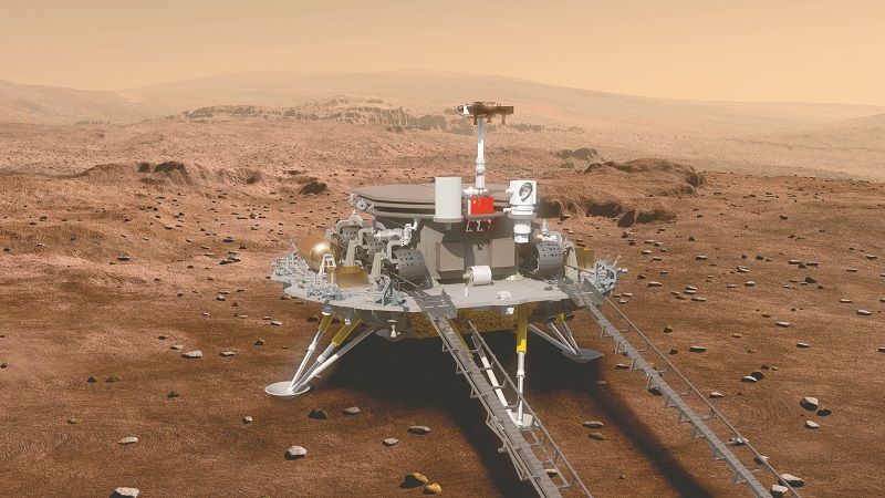 大陸國家國防科工局探月與航天工程中心,2016年發布火星探測器和火星車外觀設計構型圖。(新華社資料照片)
