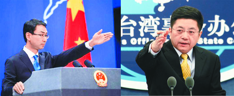 大陸外交部發言人耿爽(左圖)與大陸國台辦發言人馬曉光(右圖)。