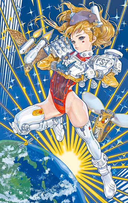 插畫家筆下,福衛七號是擁金髮碧眼臉孔的年輕正妹。(蚩尤提供)