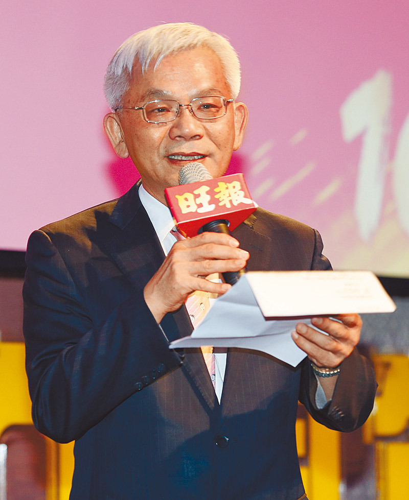 《旺報》社長黃清龍29日在《旺報》10周年慶祝活動中致詞勉勵同仁。 (本報系記者姚志平攝)