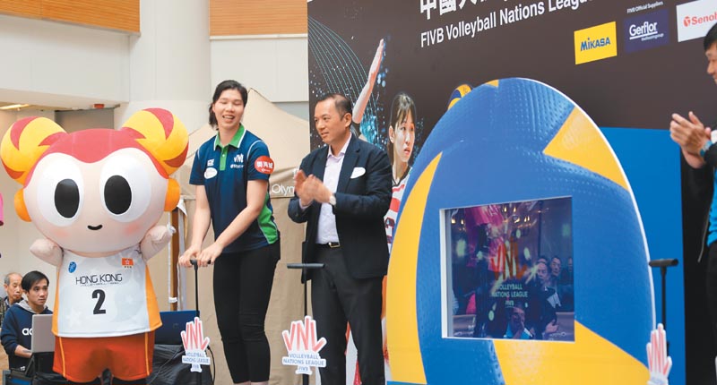 ▲2018年4月7日,由中國人壽保險冠名贊助的「fivb世界女排聯賽2018-香港」宣導會。(中新社)