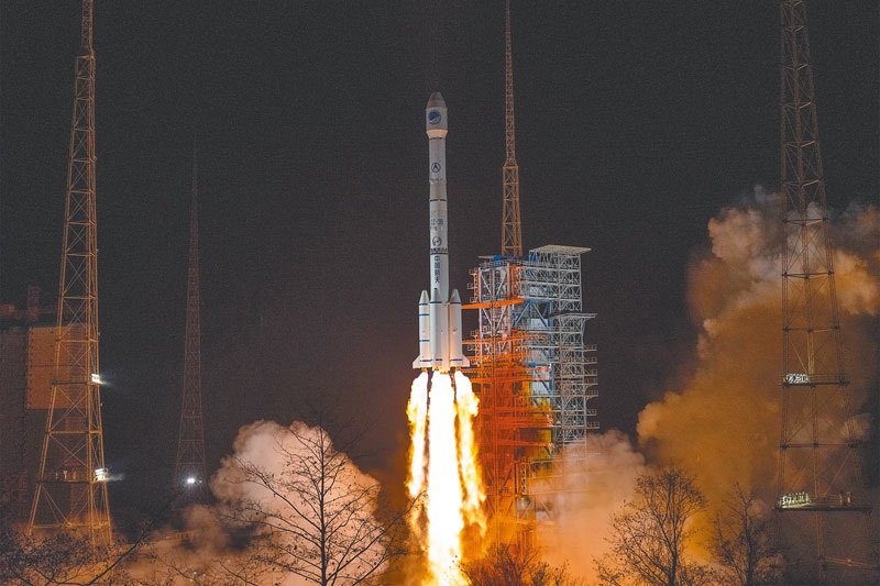 3月9日,大陸在西昌衛星發射中心,用長征三號乙運載火箭,成功發射北斗系統第54顆導航衛星。(中新社)