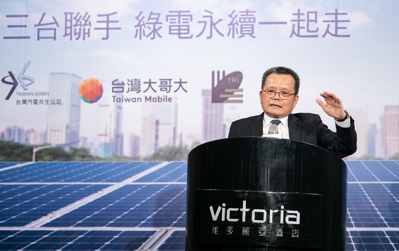 台汽電張明杰董事長記者會致詞。