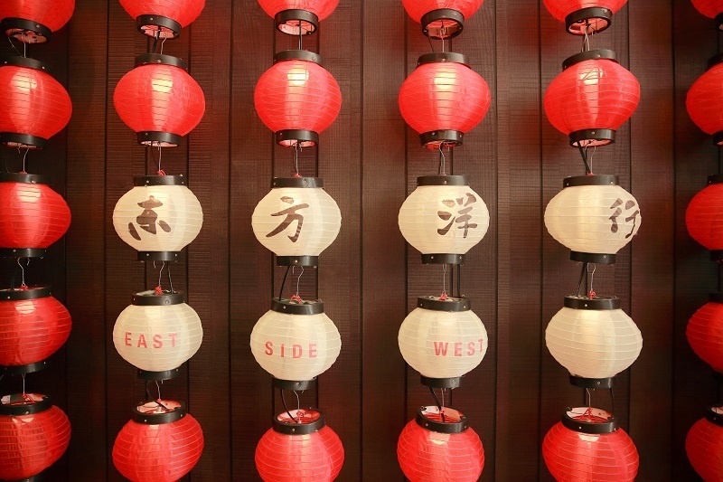 燈籠打卡牆面