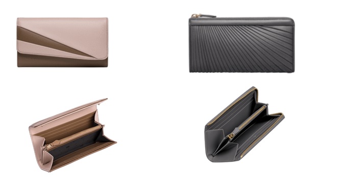 GRACE HAN Butterfly Long Wallet Rose Clay £690 / GRACE HAN Ballet Lesson Twirl Long Zip WalletGull Grey £ 790